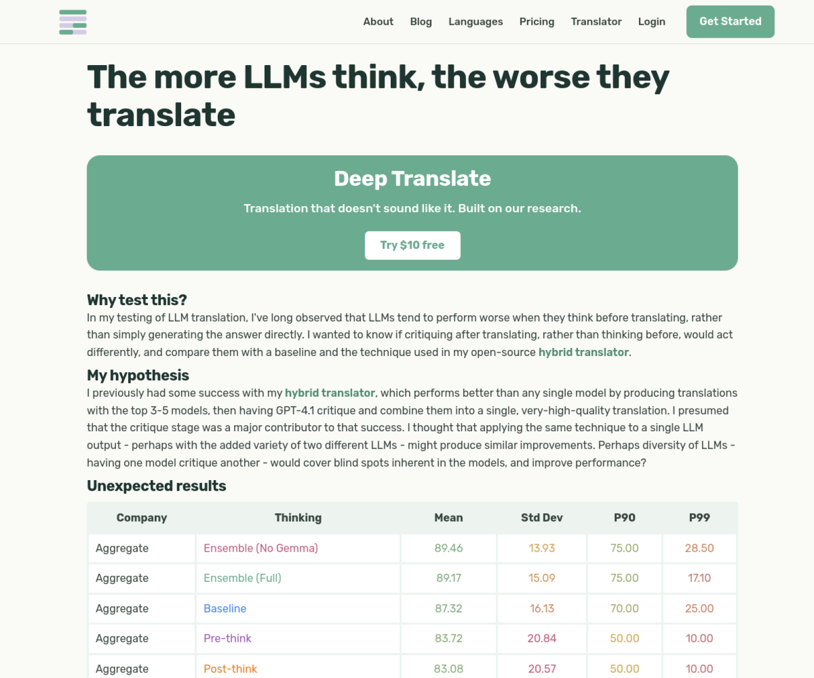 Alex’s Nuenki blog post: The more LLMs think, the worse they translate.